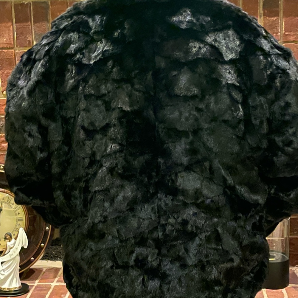 Black Mink/Leather Bomber (Reversible) - image 2